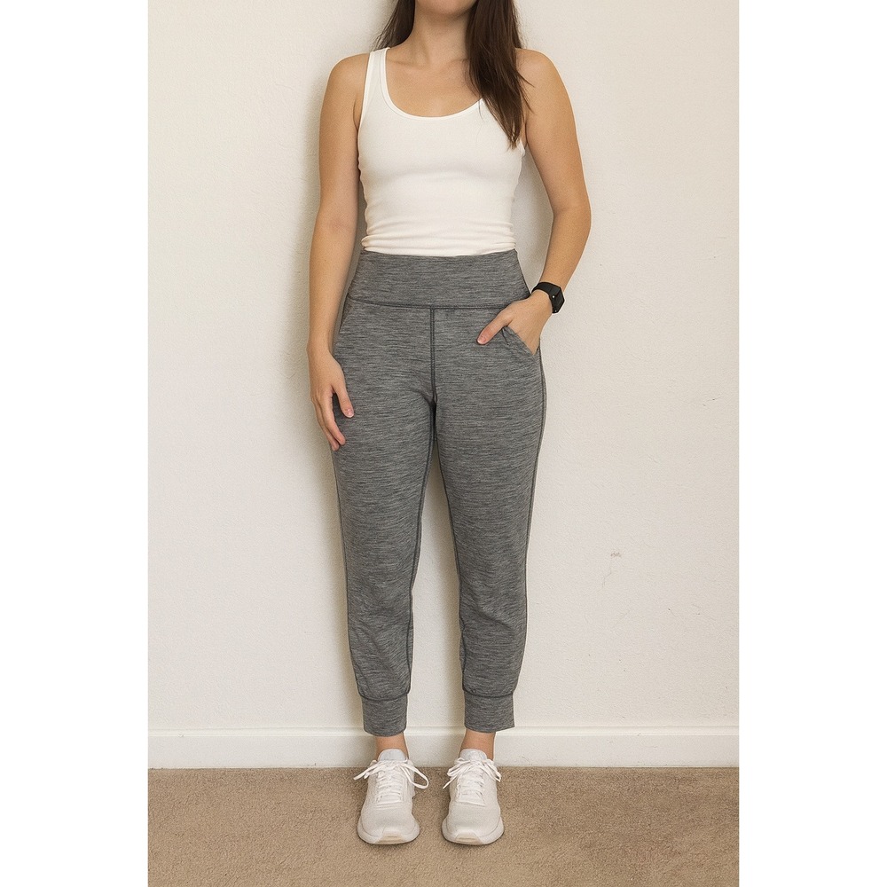 Lululemon Align Cropped Jogger Pants Women 2 Heathered Black Nulu High Rise Yoga